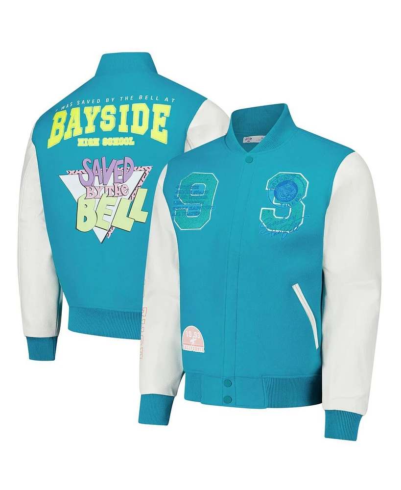Freeze Max Men's Aqua Saved by the Bell Tigers Varsity Full-Snap Jacket