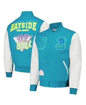 Freeze Max Men's Aqua Saved by the Bell Tigers Varsity Full-Snap Jacket