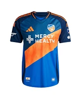 Adidas Men's Kevin Denkey Blue Fc Cincinnati 2025 Orange and Legacy Kit Authentic Player Jersey