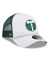 New Era Men's White/Green Portland Timbers Court Sport Foam A-Frame 9FORTY Adjustable Trucker Hat