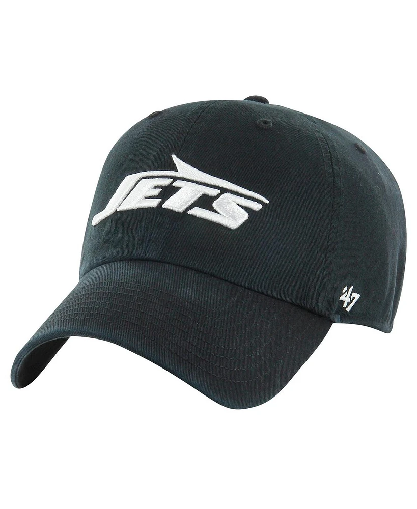 '47 Brand Men's Black New York Jets Clean Up Tonal Adjustable Hat