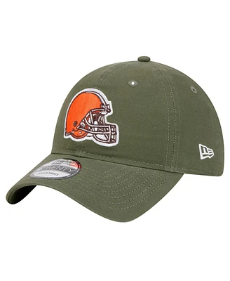 New Era Men's Olive Cleveland Browns Main 9TWENTY Adjustable Hat