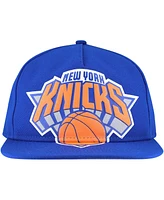 New Era Men's Blue New York Knicks Oversized Puff Print Logo Golfer Snapback Hat
