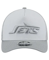 New Era Men's Gray New York Jets Domain A-Frame Trucker 9FORTY Adjustable Hat