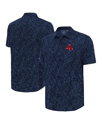 Antigua Men's Navy Boston Red Sox Lush Button-Up Shirt