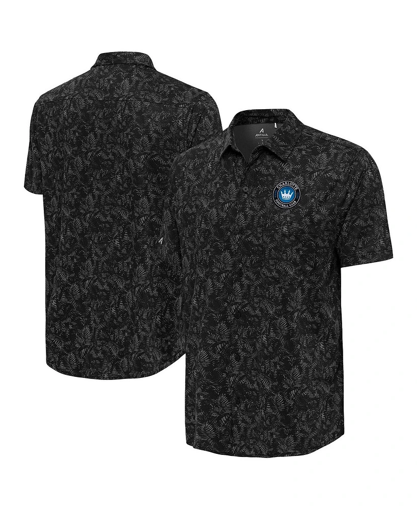 Antigua Men's Black Charlotte Fc Lush Woven Button-Up Shirt