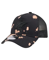 New Era Men's Black Miami Dolphins Bleached 9FORTY A-Frame Adjustable Hat