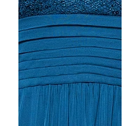 B&A By Betsy and Adam Petites Lace Long Halter Dress