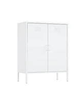 Manhattan Comfort 31.5" Steel Naomi Modern 3-Shelf Accent Cabinet