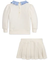 Polo Ralph Lauren Baby Girls Terry Sweatshirt & Pleated Skort Set