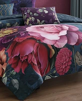 Bebejan Vibrant Flora Bedding 100% Cotton Sateen 5 Piece Queen Size Reversible Comforter Set