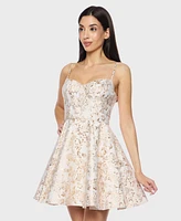 B Darlin Juniors' Sleeveless Jacquard Fit & Flare Dress