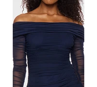B Darlin Juniors' Off-The-Shoulder Ruched Mini Dress