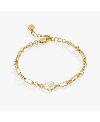 Mother Of Pearl Daisy Charm Chain Bracelet