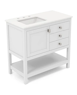 Freestanding Bathroom Vanity Unit with Basin Floor Storage Cabinet