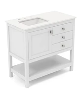 Freestanding Bathroom Vanity Unit with Basin Floor Storage Cabinet