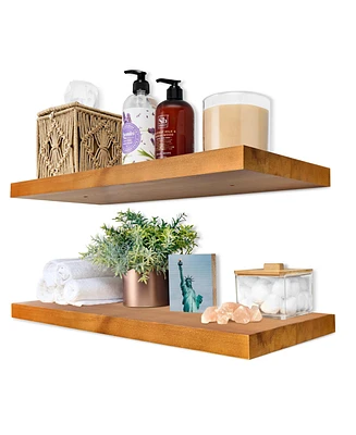 Sorbus 2 Pack 24" Solid Wood Floating Shelves - for Bathroom Decor, Books, Bedroom & Living Room
