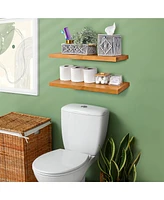 Sorbus 2 Pack 24" Solid Wood Floating Shelves - for Bathroom Decor, Books, Bedroom & Living Room