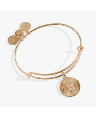 Pave Starburst Texture Initial Bangle Bracelet B