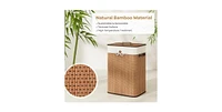 Volenca 19 Gal Rectangle Laundry Basket Bamboo Clothes Hamper with Handles and Lid