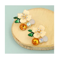 Sohi Women's Black Flower Garden Stud Earrings