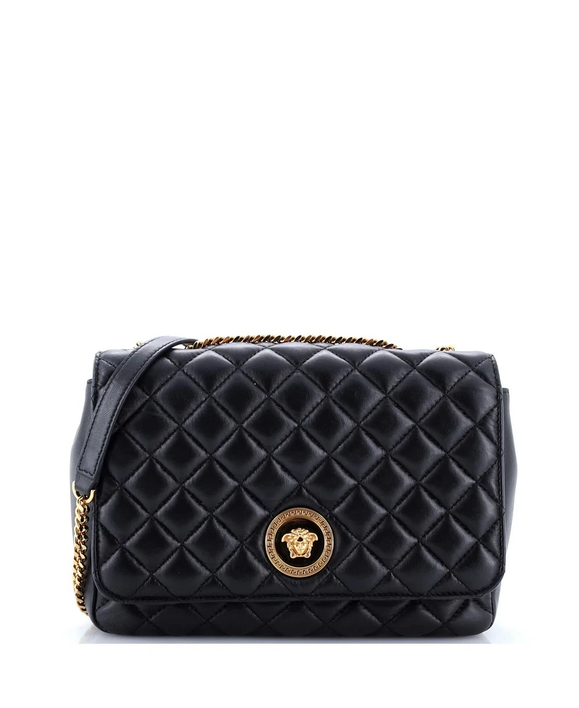 Pre-Owned Versace Medium Medusa Icon Chain Flap Bag Quilted Leather