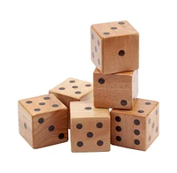 Gse Games & Sports Expert 3.5-Inch Premium Oak Giant Yard Dice Set with Bucket and Yardzee & Farkle Scorecard.
