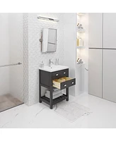 Viola 24 in. W Bath Vanity in Dark Espresso with Ceramic Vanity Top in White with Integrated White Basin