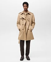 Mango Men's Water-Repellent Belted Trench Coat