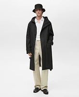 Mango Men's Belt and Hood Trench Coat