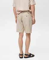 Mango Men's Striped Linen-Blend Bermuda Shorts