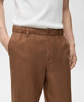 Mango Men's Linen-Blend Elastic Waist Pants