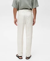 Mango Men's Linen-Blend Pleated Pants