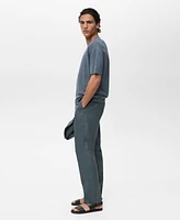 Mango Men's Linen Straight Pants