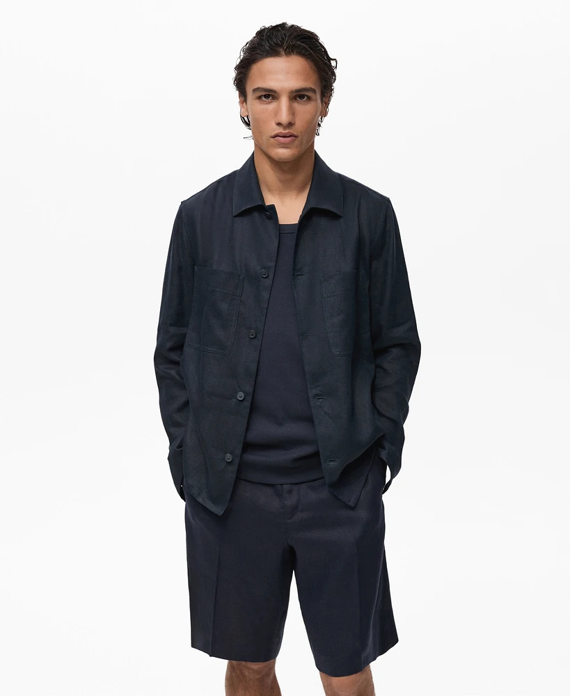 Mango Men's Linen Pockets Overshirt
