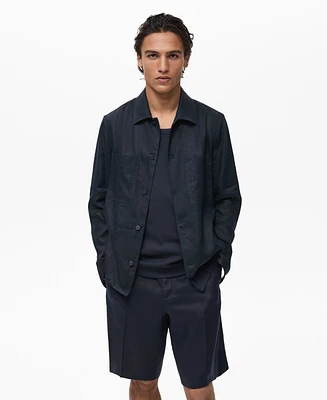 Mango Men's Linen Pockets Overshirt