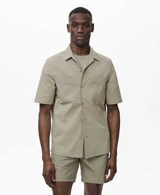 Mango Men's Pockets and Bowling Collar Shirt