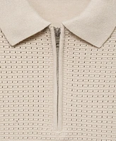 Mango Men's Openwork Cotton Knitted Polo Shirt