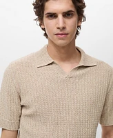 Mango Men's Structured Knit Cotton Polo T-Shirt