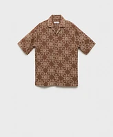 Mango Men's Short-Sleeved Embroidered Shirt