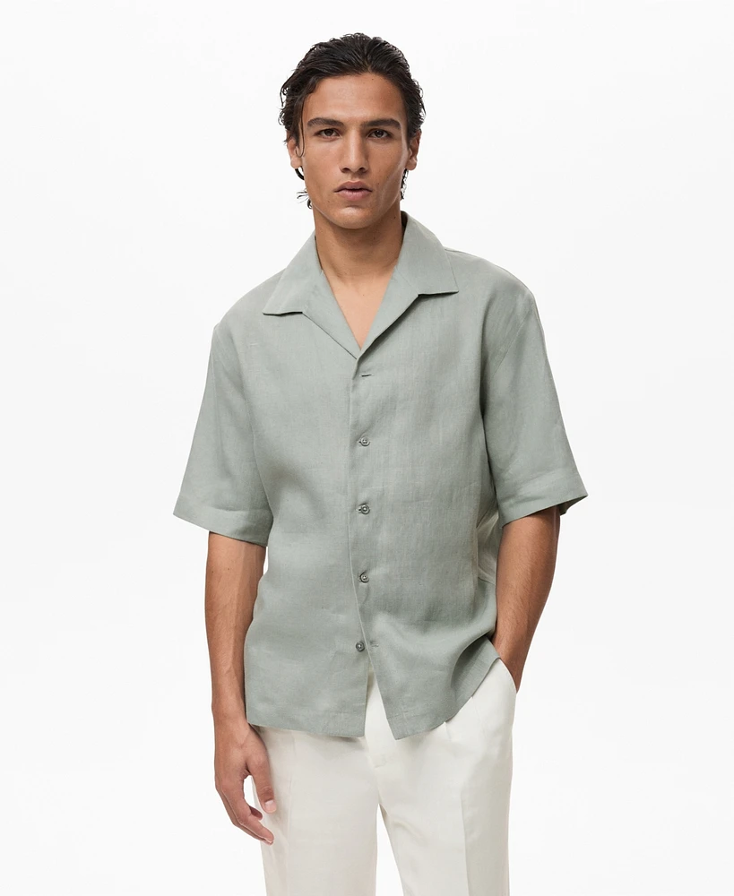 Mango Men's Linen Short Sleeve Shirt