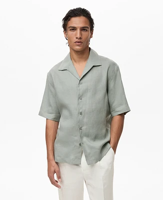 Mango Men's Linen Short Sleeve Shirt