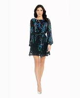 Dress the Population Women's Metallic Long-Sleeve