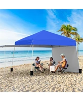14 x 9.2 Feet Pop up Canopy Tent with 2 Convertible Sidewalls to Awning and Stakes