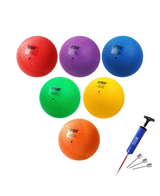 Set of 6 Multi-colored Playground Balls, Kickball, Bouncy Dodge Ball