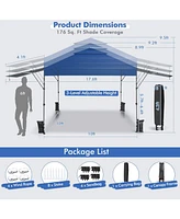 10 x 17.6 Feet Outdoor Instant Pop-up Canopy Tent with Dual Half Awnings