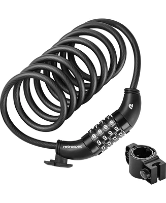 Urbanmax Bike Combination Lock - Heavy Duty Anti-Theft Cable Lock With 5-Digit Custom Combo - 6 Foot Coiled Cut Resistant Cable and Mounting Bracket