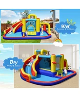 Gymax 7-in-1 Inflatable Water Slide Water Park Kids Bounce Castle With 680W Air Blower
