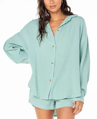 Roxy Juniors' Morning Time Cotton Gauze Shirt