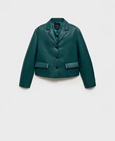 Mango Women's Flap Pockets and Leather Effect Jacket